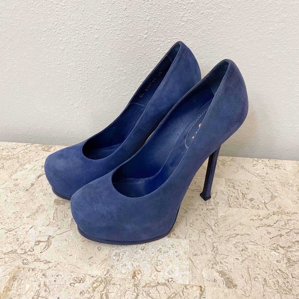 Authentic Ysl Suede Platform Pump - image 1